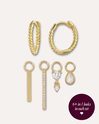 The Minimalist Sterling Hoops and Charms Set