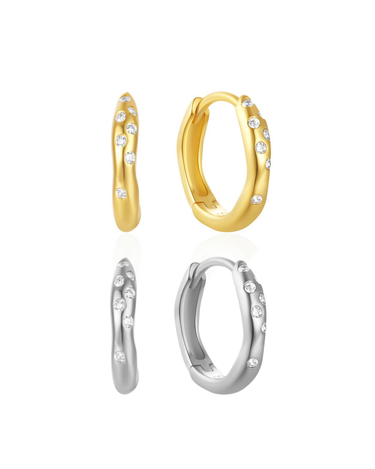 Starlight Sterling Silver Hoops 9mm - Esah and Co