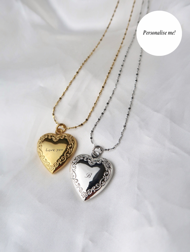VIENNA LARGE CUSTOM ENGRAVED HEART LOCKET NECKLACE - Esah and Co