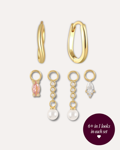 The Everyday Elegance Sterling Hoops and Charms Set