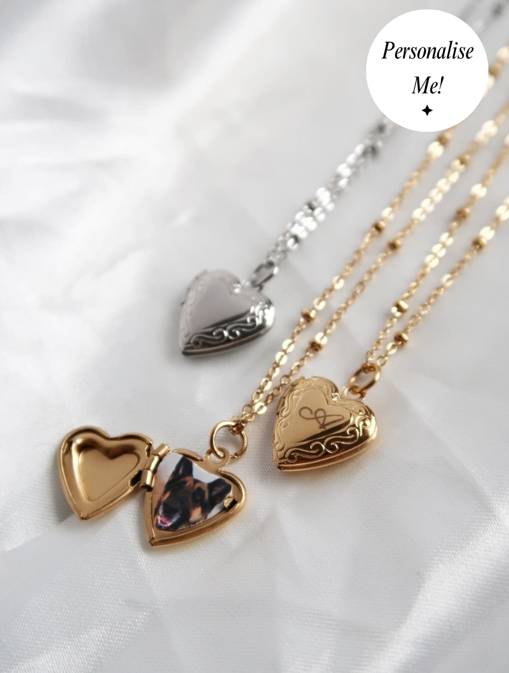 PAISLEY SMALL CUSTOM ENGRAVED HEART LOCKET NECKLACE