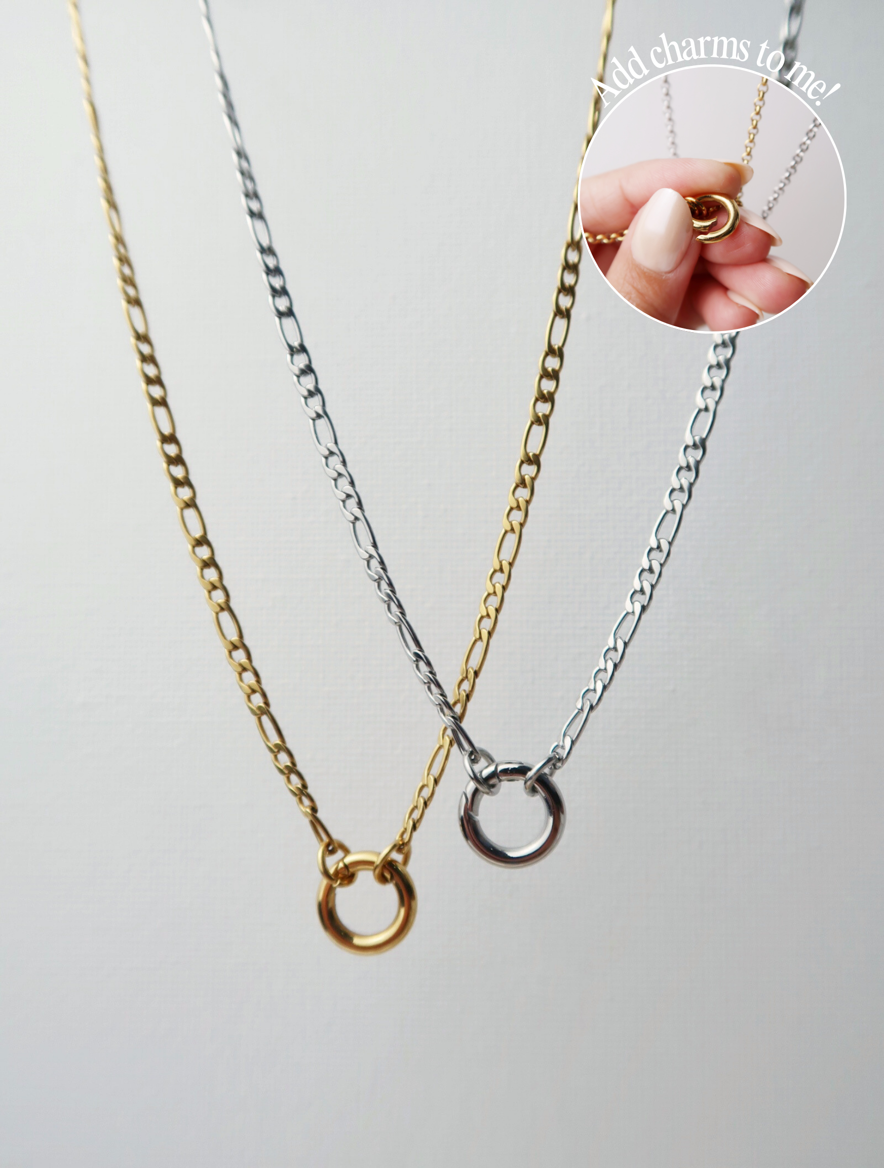 Figaro Carabiner Chain with extender - Esah and Co