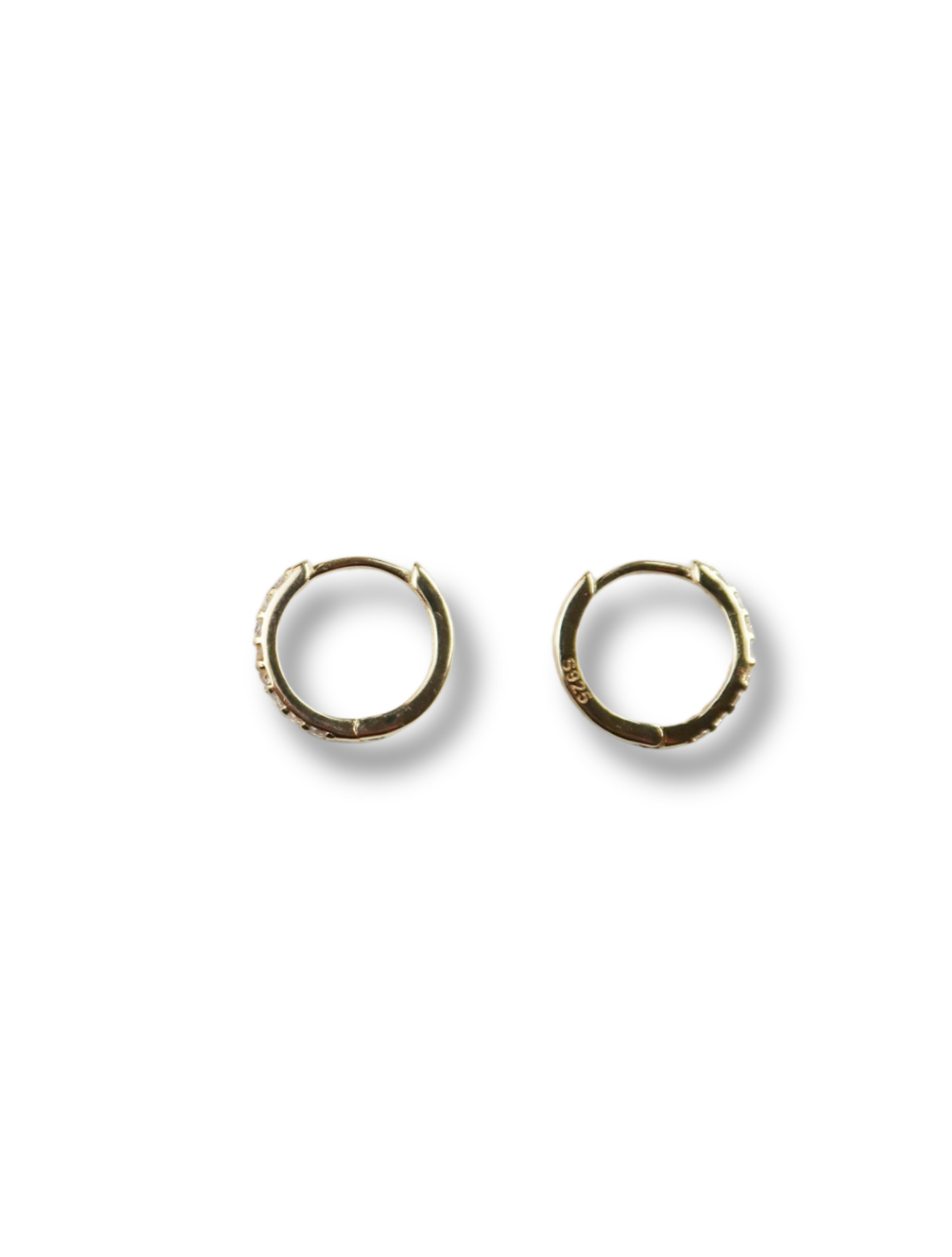 Gold Pavé Crystal Sterling Silver Hoops - Esah and Co