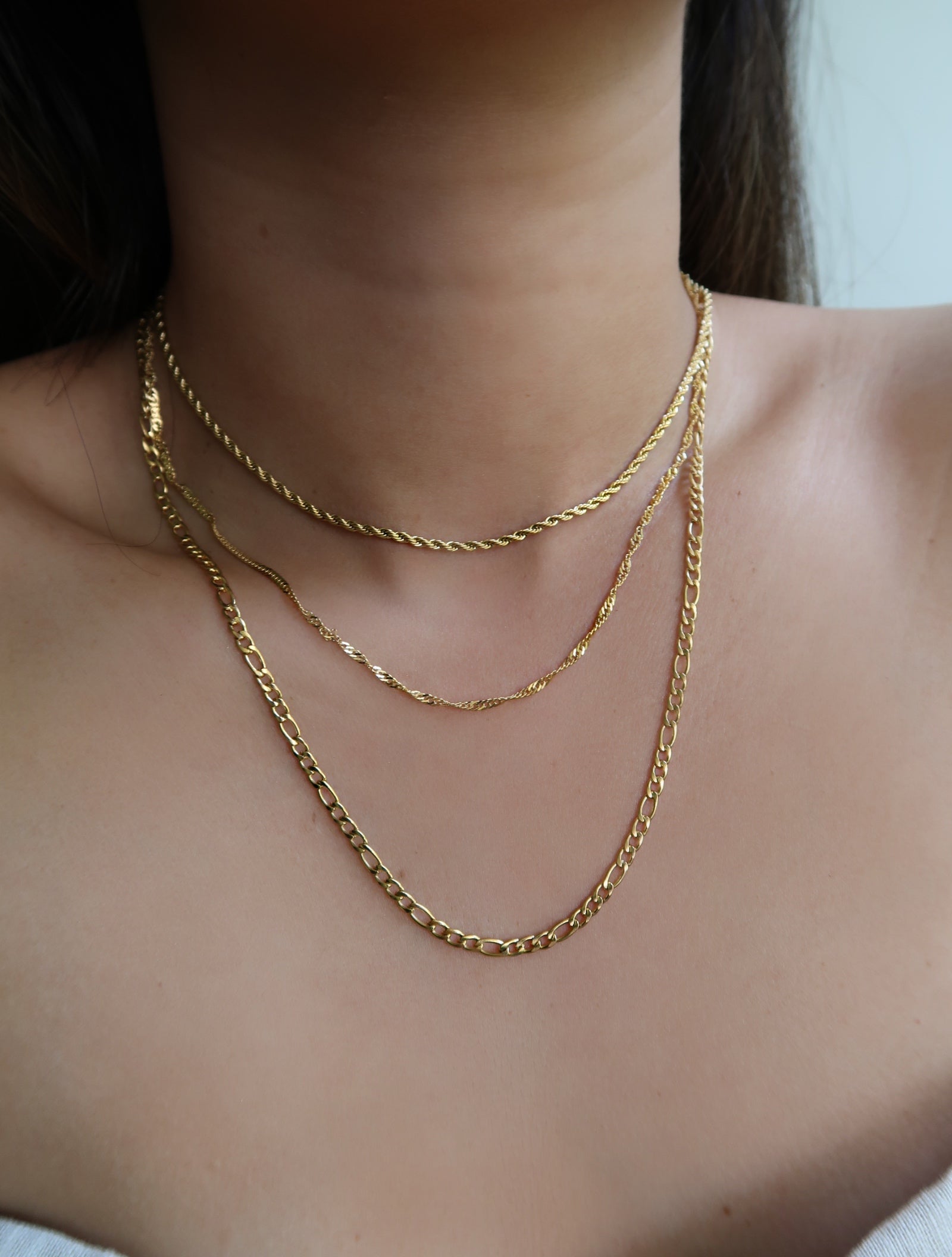 DAISY TWO LAYER STAINLESS STEEL GOLD CHAIN - Esah and Co